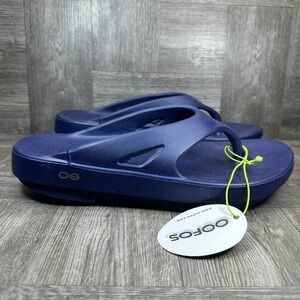 OOFOS OOriginal Sandals Women 11 Navy Blue Recovery Foam Thong Flip Flops NEW